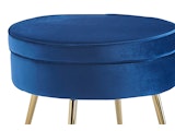 SalesFever® Sitzpouf Dunkelblau rund aus Samt, Beine Chrom goldfarben Arielle 371824 Miniaturansicht - 2