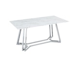 SalesFever® Esstisch Weiß & Chrom 160x90 cm Glaspatte in Marmoroptik NOBILE 395745 Miniaturansicht - 1