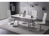 SalesFever® Esstisch Weiß & Chrom 160x90 cm Glaspatte in Marmoroptik NOBILE 395745 Miniaturansicht - 5