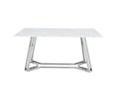 SalesFever® Esstisch Weiß & Chrom 160x90 cm Glaspatte in Marmoroptik NOBILE 395745 Miniaturansicht - 2