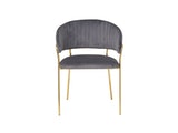 SalesFever® Stuhl Grau & Gold Samt mit Rückensteppung Gestell Metall Pearl 395523 Miniaturansicht - 2