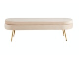 SalesFever® Sitzpouf Beige oval lang aus Samt, Beine Chrom goldfarben Arielle 397244 Miniaturansicht - 2