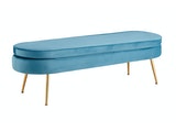 SalesFever® Sitzpouf Blau oval lang aus Samt Arielle 397251 Miniaturansicht - 1