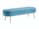 SalesFever® Sitzpouf Blau oval lang aus Samt, Beine Chrom goldfarben Arielle 397251 Miniaturansicht - 1
