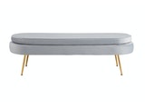SalesFever® Sitzpouf Hellgrau oval lang aus Samt, Beine Chrom goldfarben Arielle 397275 Miniaturansicht - 2