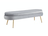SalesFever® Sitzpouf Hellgrau oval lang aus Samt, Beine Chrom goldfarben Arielle 397275 Miniaturansicht - 1