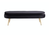 SalesFever® Sitzpouf Schwarz oval lang aus Samt, Beine Chrom goldfarben Arielle 397299 Miniaturansicht - 2