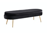 SalesFever® Sitzpouf Schwarz oval lang aus Samt, Beine Chrom goldfarben Arielle 397299 Miniaturansicht - 1