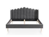 SalesFever® Muschelbett aus Samt Grau 180x200 cm Beine Chrom goldfarben ARIELLE 398739 Miniaturansicht - 1