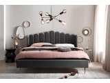 SalesFever® Muschelbett aus Samt Grau 180x200 cm Beine Chrom goldfarben ARIELLE 398739 Miniaturansicht - 5
