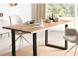 SalesFever® Esstisch 140x80 cm Akazie Tischgestell in U-Form schwarz WILSON 399019 Miniaturansicht - 2