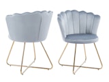 SalesFever® Muschelstuhl 2er Set aus Samt Hellgrau Arielle 369258 Miniaturansicht - 1