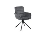 SalesFever® Armlehnstuhl Dunkelgrau in Cord-Optik mit 360° Drehfunktion Faye 368947 Miniaturansicht - 4