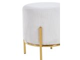 SalesFever® Polsterhocker Ø35 cm Cord Optik mit goldfarbenem Gestell Beige Cosy 369418 Miniaturansicht - 2