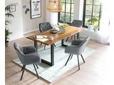 SalesFever® Essgruppe 5-tlg. 180x90 cm Tisch Cognac Stuhlbezug Grau LANDO-FIONA 371176 Miniaturansicht - 1