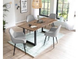SalesFever® Essgruppe 5-tlg. 160x90 cm Tisch Akazie Stuhl Strukturstoff Hellgrau LAYNE-LEO 370797 Miniaturansicht - 1