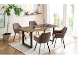 SalesFever® Essgruppe 5-tlg. 160x90 cm Akazie Nussbaum 4x Samtstuhl Braun Layne-Cristobal  369890 Miniaturansicht - 1