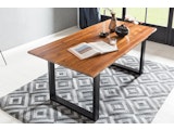 SalesFever® Essgruppe 5-tlg. 160x85 cm Akazie 4x Samtstuhl Grau Lando-Cristobal 369791 Miniaturansicht - 7
