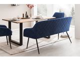 SalesFever® Essgruppe 6-tlg. 200x100 cm Akazie Stühle/Bank Samt Blau Saira-Freja-Finja 368190 Miniaturansicht - 12