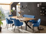 SalesFever® Essgruppe 6-tlg. 200x100 cm Akazie Stühle/Bank Samt Blau Saira-Freja-Finja 368190 Miniaturansicht - 1