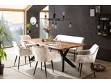 SalesFever® Essgruppe 6-tlg. 200x100 cm Akazie Stühle/Bank Samt Creme Saira-Freja-Finja 368169 Miniaturansicht - 1
