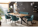 SalesFever® Essgruppe 6-tlg. 200x100 cm Akazie Stühle/Bank Samt Grün Saira-Freja-Finja 368220 Miniaturansicht - 1