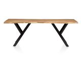 SalesFever® Essgruppe 6-tlg. 240x110 cm Akazie Stühle/Bank Samt Grau Saira-Freja-Finja 368152 Miniaturansicht - 16