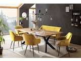 SalesFever® Essgruppe 6-tlg. 240x110 cm Akazie Stühle/Bank Samt Gelb Saira-Freja-Finja 368275 Miniaturansicht - 1