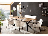 SalesFever® Essgruppe 6-tlg. 220x110 cm Akazie Stühle/Bank Samt Creme Saira-Freja-Finja 368176 Miniaturansicht - 1