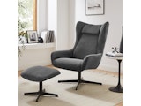 SalesFever® Sessel und Hocker mit Drehfunktion in Cordoptik Grau Daphne 367841 Miniaturansicht - 2