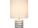 SalesFever® Tischleuchte mit Marmor-Standfuß 65 cm Lampenschirm Leinen Beige Mavie 367438 Miniaturansicht - 6