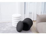 SalesFever® Sitzhocker rund Ø38 cm mit Stauraum aus Bouclé Stoff Weiß Twister 369593 Miniaturansicht - 7