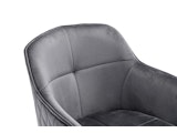 SalesFever® Armlehnstuhl mit 360° Drehfunktion und Wabensteppung aus Samt Grau Walo 372289 Miniaturansicht - 6