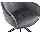 SalesFever® Armlehnstuhl mit 360° Drehfunktion und Wabensteppung aus Samt Grau Walo 372289 Miniaturansicht - 8