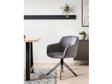 SalesFever® Armlehnstuhl mit 360° Drehfunktion und Wabensteppung aus Samt Grau Walo 372289 Miniaturansicht - 2