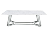 SalesFever® Couchtisch 110x60 cm Glasplatte Weiß Marmoroptik Gestell Chrom Nelio 398555 Miniaturansicht - 2