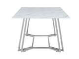 SalesFever® Couchtisch 110x60 cm Glasplatte Weiß Marmoroptik Gestell Chrom Nelio 398555 Miniaturansicht - 3