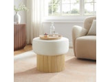 SalesFever® Sitzpouf mit Stauraum Ø 50 cm in Natur/Weiß JONTE 366714 Miniaturansicht - 3