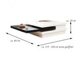 SalesFever® Couchtisch weiß - schwarz hochglanz 360° 119 - 160 cm Wohnzimmertisch GIACO 1760 Miniaturansicht - 3