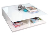 SalesFever® Couchtisch weiß 100x100 cm Holz Glas mit Schublade Clara 12628 Miniaturansicht - 1