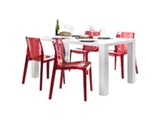 SalesFever® Essgruppe Sari rot transparent Luke 180x90cm 4 Design Stühle 9007 Miniaturansicht - 1