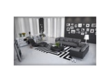 Innocent® Sofa Kunstleder schwarz / Stoff grau 2-Sitzer Farggi Beine Edelstahl 10761 Miniaturansicht - 4