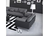 Innocent® Sofa Kunstleder schwarz / Stoff grau 2-Sitzer Farggi Beine Edelstahl 10761 Miniaturansicht - 2