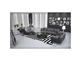 Innocent® Sofa Kunstleder schwarz / Stoff grau 3-Sitzer Farggi Beine Edelstahl 10762 Miniaturansicht - 4