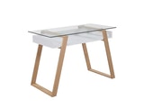 SalesFever® Schreibtisch skandinavisches Design Holz mit Glasplatte Venla n-10071 Miniaturansicht - 1