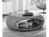 SalesFever® Couchtisch grau hochglanz oval 100 cm mit Ablage UFO 13637 Miniaturansicht - 4