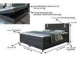 SalesFever® Boxspringbett Bettkasten grau 180 x 200 cm LED Hotelbett SERENO 382172 Miniaturansicht - 4