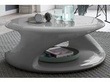 SalesFever® Couchtisch grau hochglanz 80 cm Design rund Ablage IZAN 390658 Miniaturansicht - 2