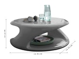 SalesFever® Couchtisch grau hochglanz 80 cm Design rund Ablage IZAN 390658 Miniaturansicht - 3