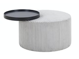 SalesFever® Couchtisch rund Ø 70 cm aus MDF und Texturstoff grau Baldur 395455 Miniaturansicht - 1